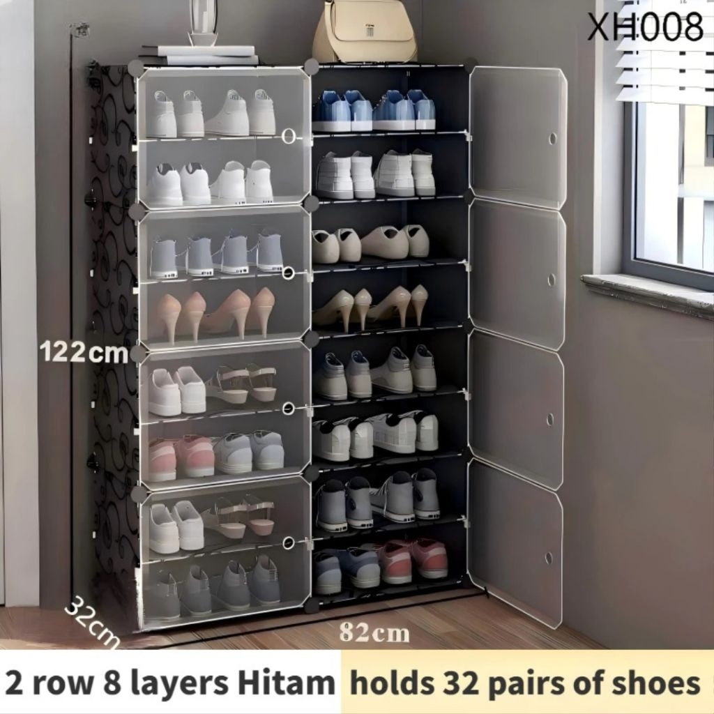 Jual Rak Sepatu XH008 Anti Debu Rak Sepatu Tertutup 8 Layer Tebal Shoe ...