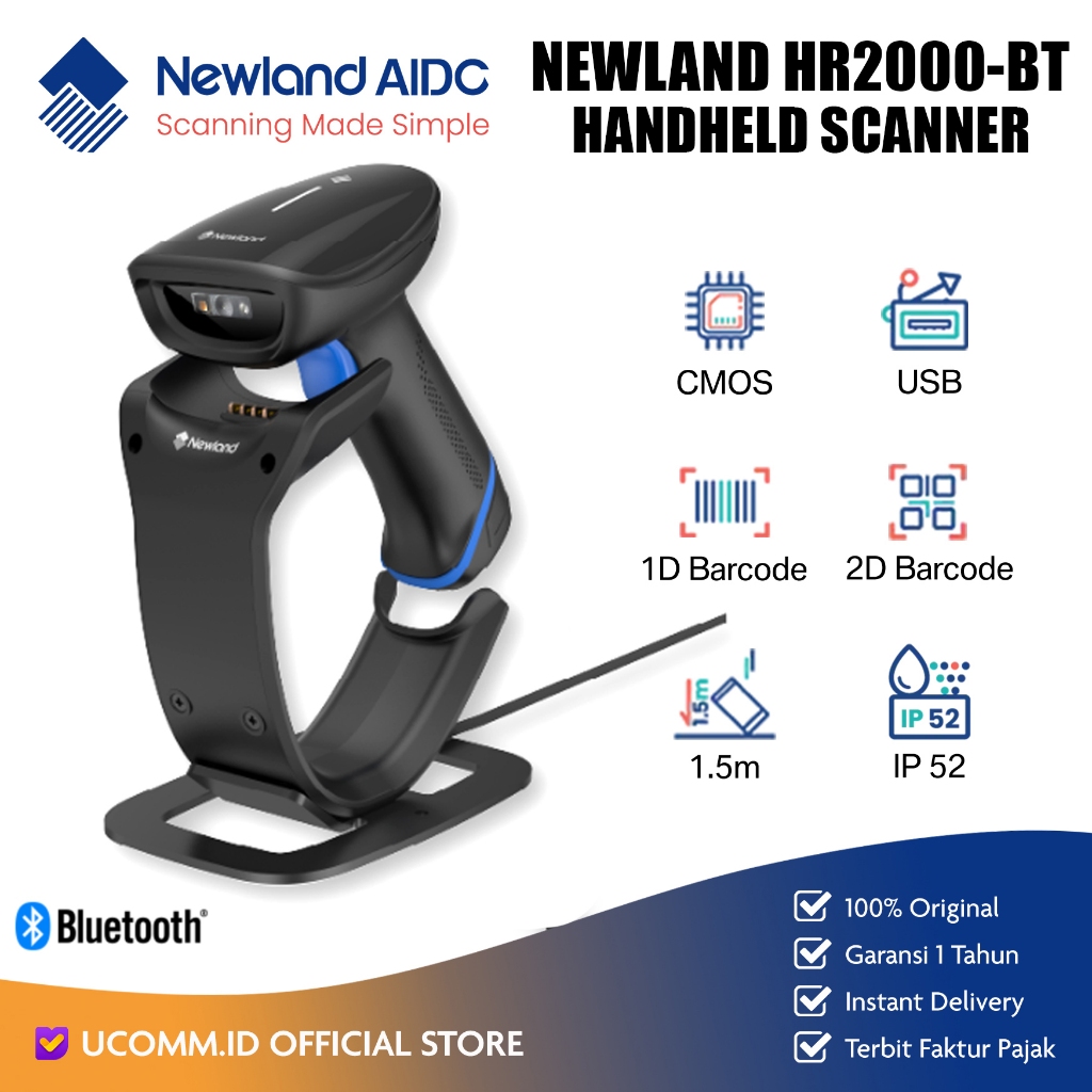 Jual NEWLAND HR2000-BT Handheld Scanner Bluetooth Newland HR 2000 BT 1D ...