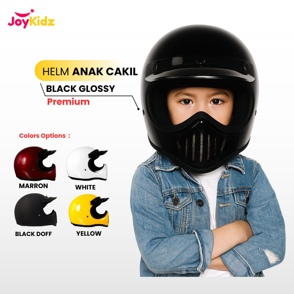 Jual HELM FULL FACE ANAK CAKIL POLOS UNTUK USIA 5 - 11 TAHUN / HELM