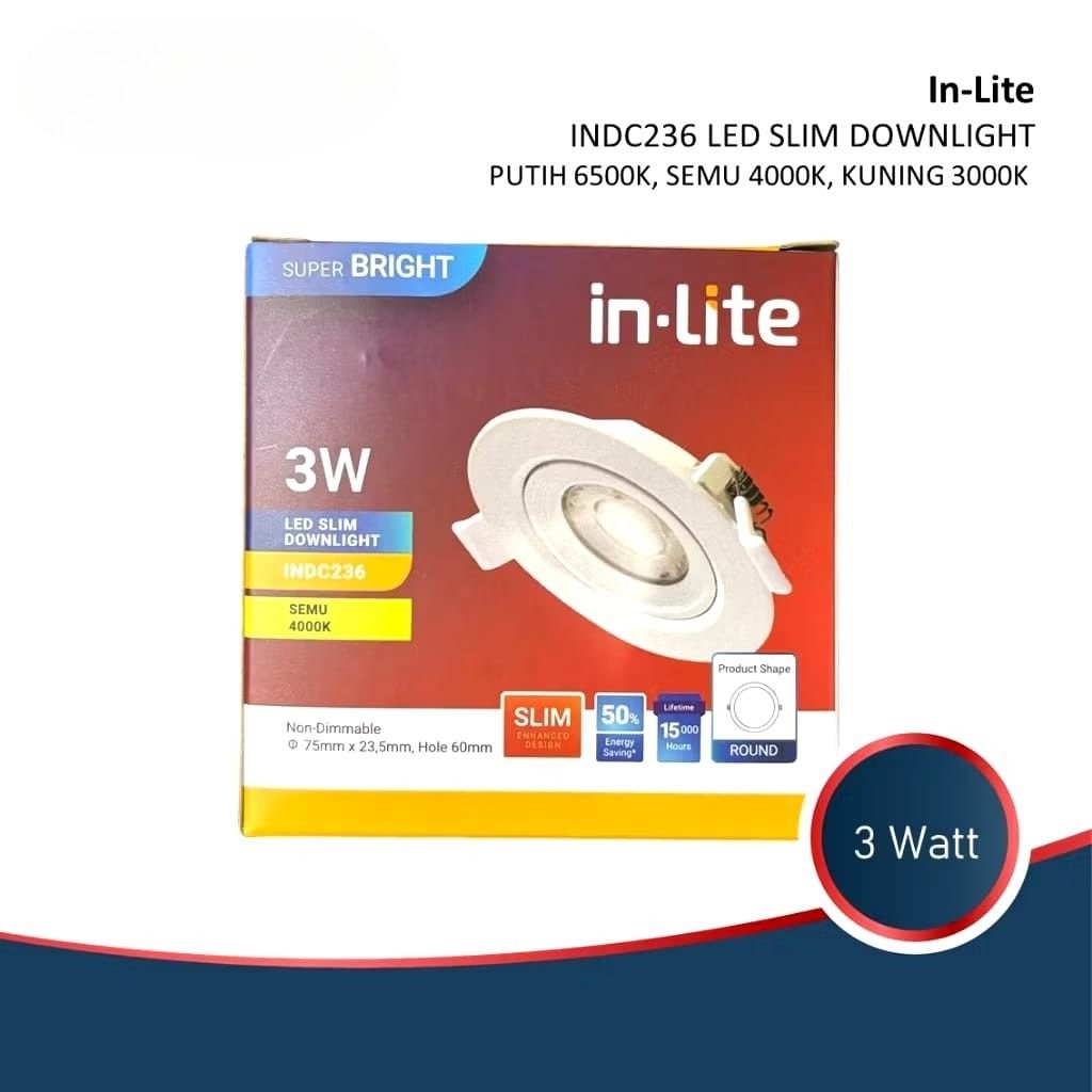 Jual InLite Slim Downlight Spotlight Inbow INDC236 3w, 5w, 7w, 9w ...