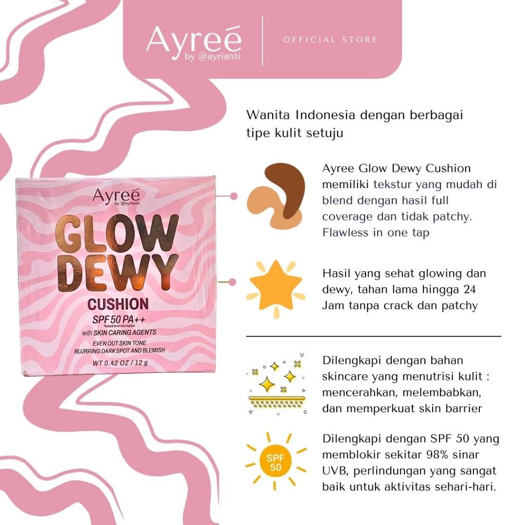 Jual Ayree Glow Dewy Cushion SPF 50 PA+++ (Cushion with Skincare Agents ...