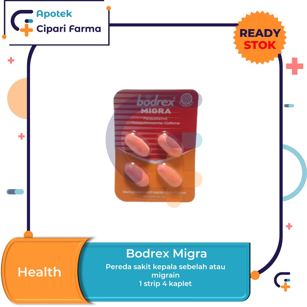 Bodrex Migra Obat Migrain | Sakit Kepala Sebelah isi 4 Kaplet