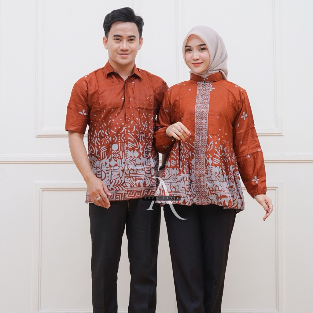 Jual Batik Couple Blouse Terbaru Motif Sutena Batik Couple Modern Arof ...