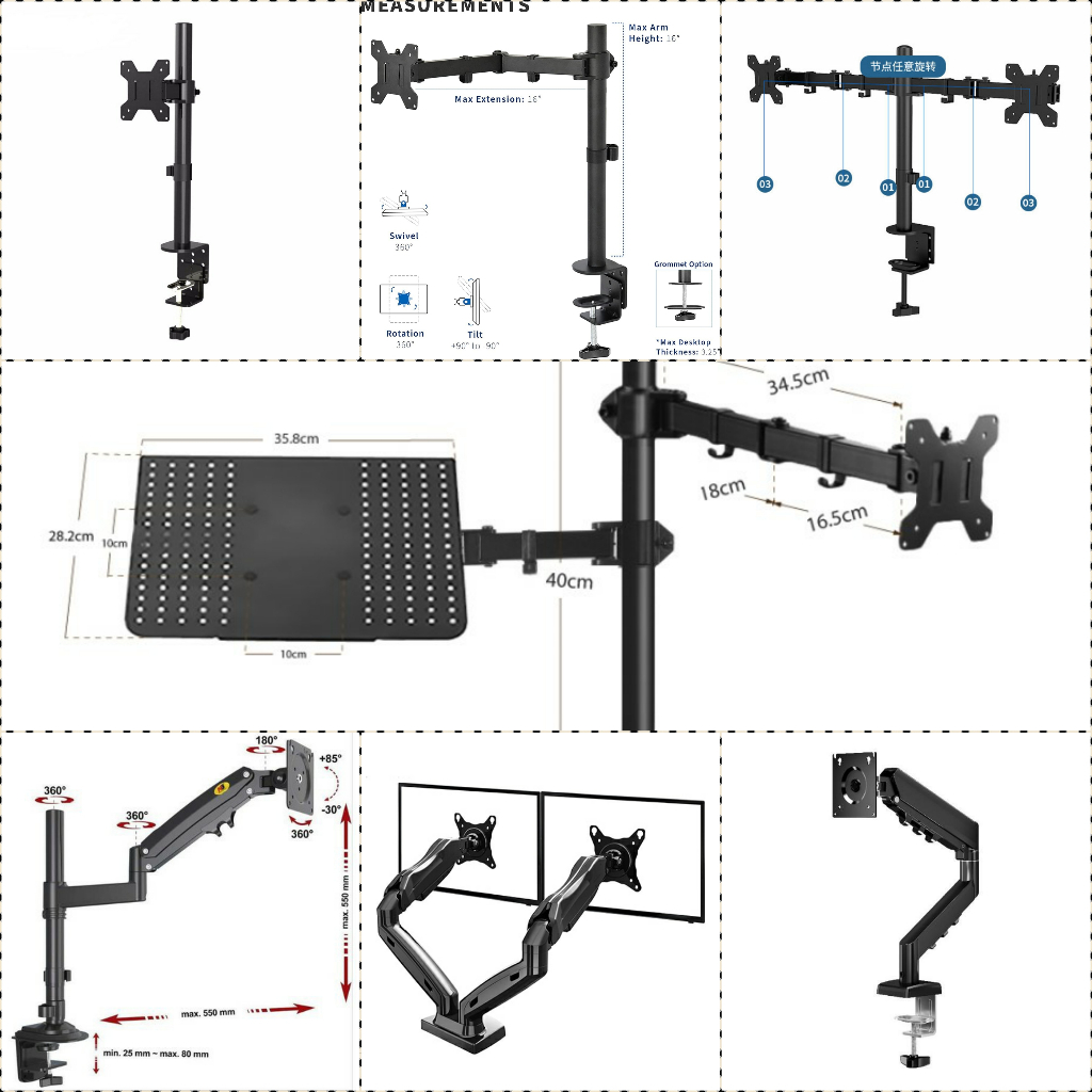 Jual Bracket Stand Mount Arm Holder Dudukan Clamp Jepit Meja TV Layar ...