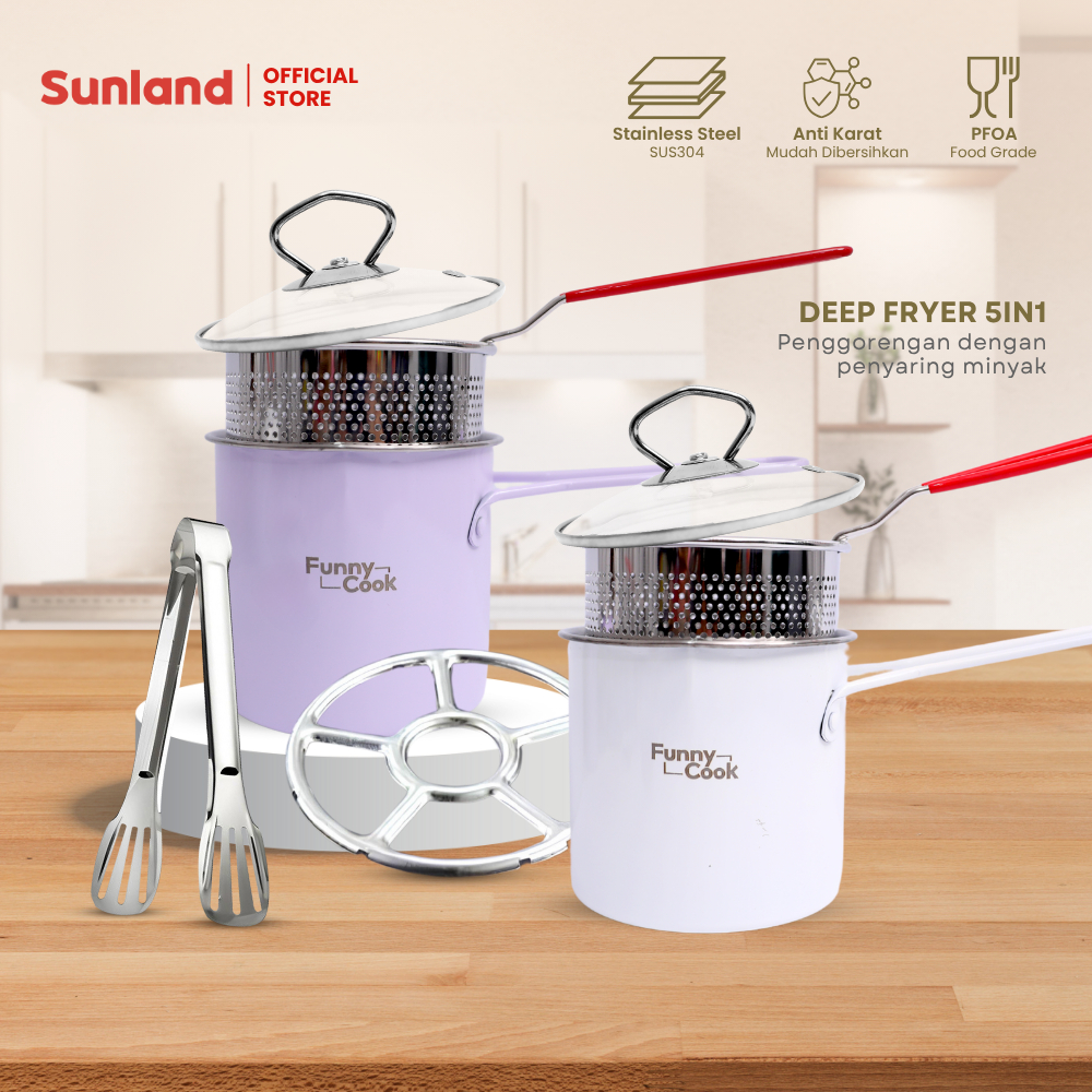 Jual SUNLAND Colourfull Deep Fryer 5 IN 1 Mini Deep Fryer Panci ...