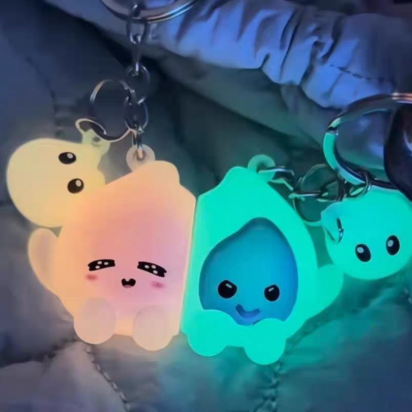 [Magnetic] 2pcs Cute Keychain Magnetic/Gantungan Kunci Couple/Gantungan  Kunci Pasangan Little Firewater Flame/Bercahaya Glow In The Dark /Gantungan  ...
