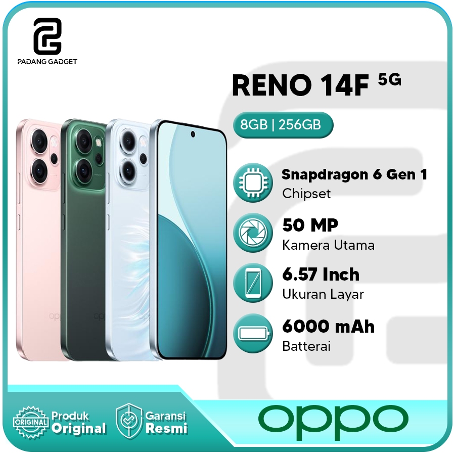 Jual Oppo Reno 14F 5G 8+8/256GB | 12+12/256|512GB Hp Android Smartphone ...