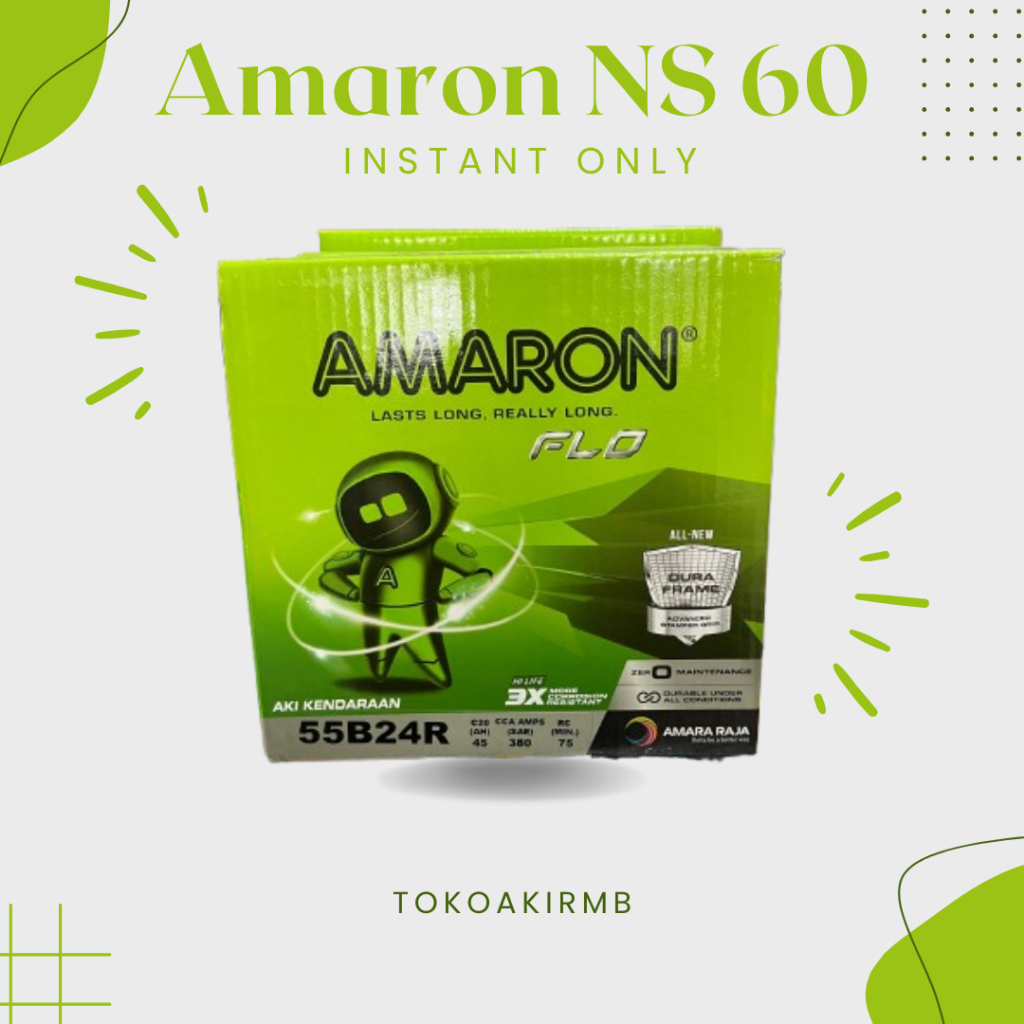 Jual Amaron Hi Life Flo Aki Mobil Ns60 / 55B24R 12V / 45Ah | Shopee ...