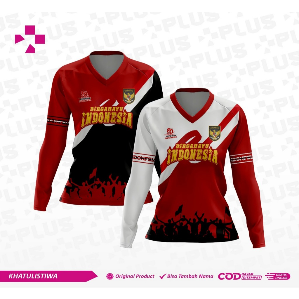 PLUS_ KATULISTIWA 17 AGUSTUS BAJU JERSEY KAOS WANITA HUT RI 80/ KAOS AGUSTUSAN KARANG TARUNA