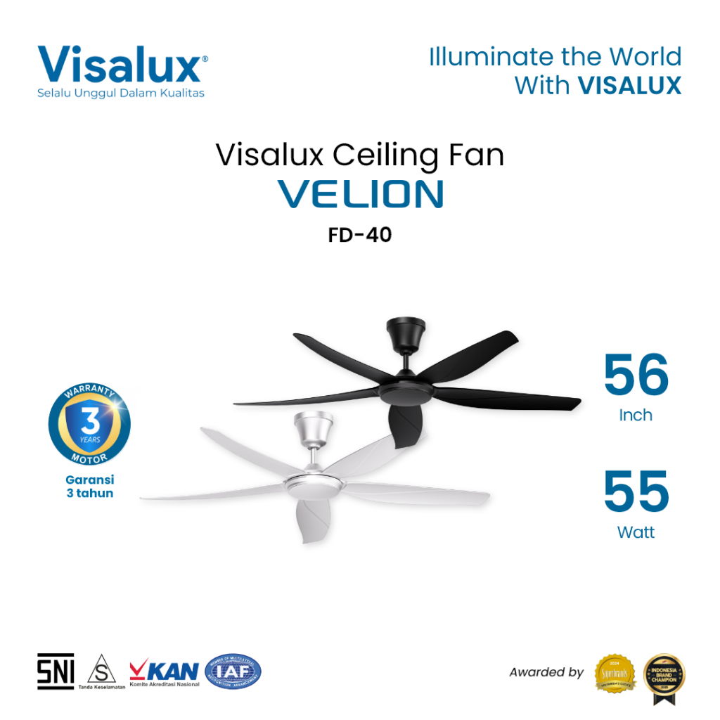 Jual Visalux Velion Ceiling Fan 55W 56 Inch - Kipas Angin Gantung ...