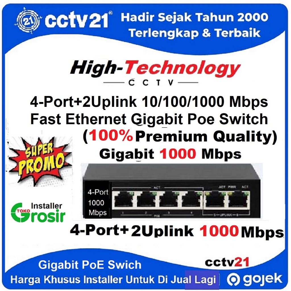 Jual Switch PoE Giga Byte / Poe Switch /4 Port+2 Uplink High Technology ...