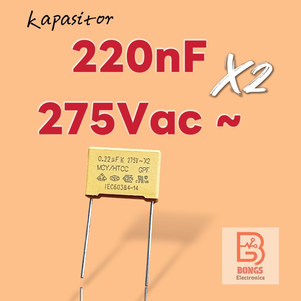 2pcs] 0.22uf 275v, 220nf, AD x2 MEX Sicherheit Kondensator, Pitch 15mm