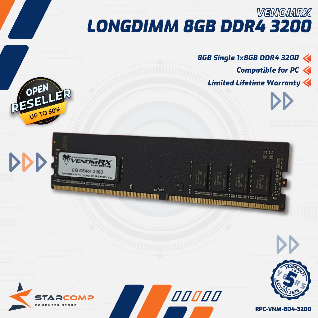 Jual Longdimm VenomRX DDR4 8GB 3200 Mhz Memory RAM PC Venom RX Komputer ...