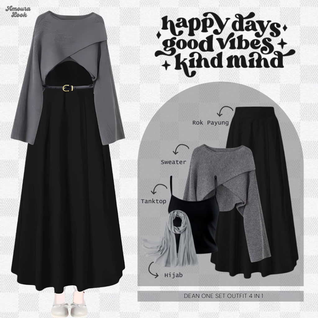 Jual Outfit Korean Style Kekinian ( Sweater Silang + Tanktop + Rok ...