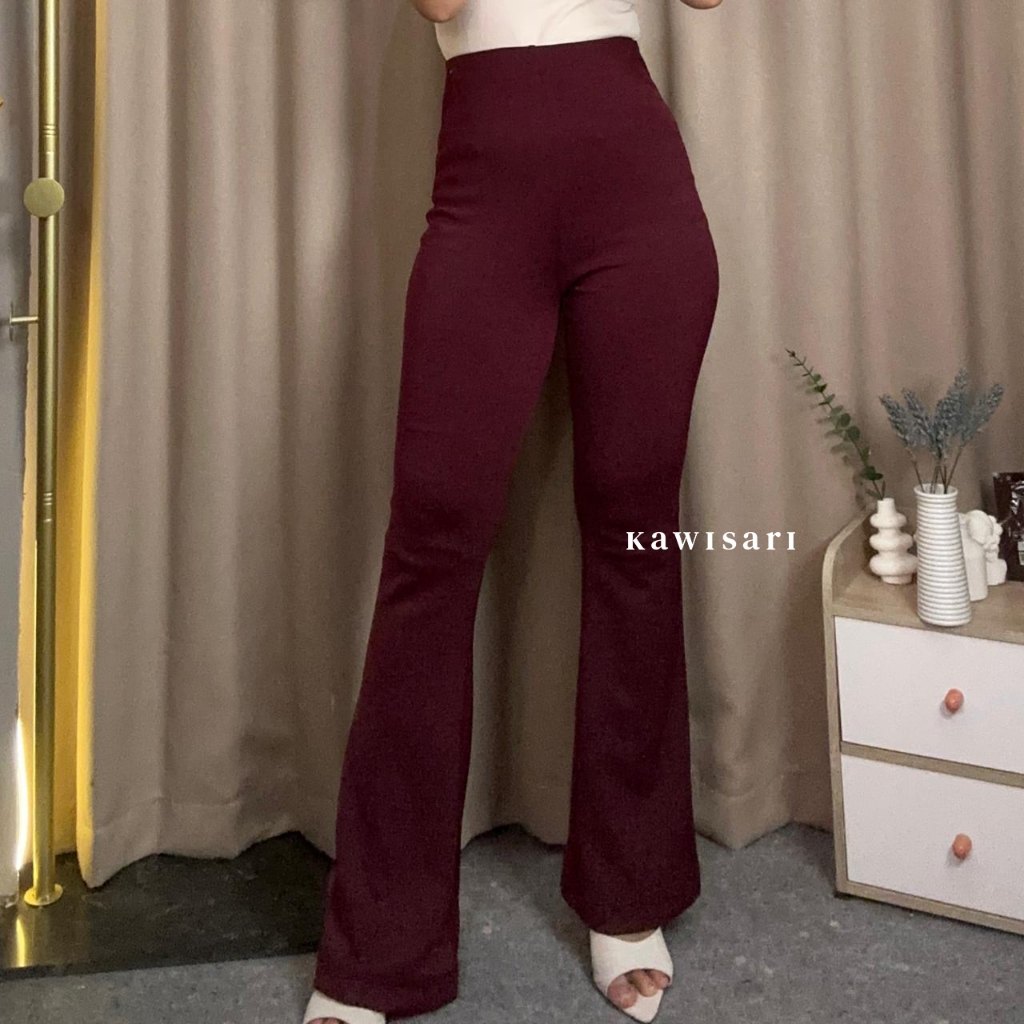 Kawisari Evelyn Flare Pants Highwaist Cutbray Scuba foto 2