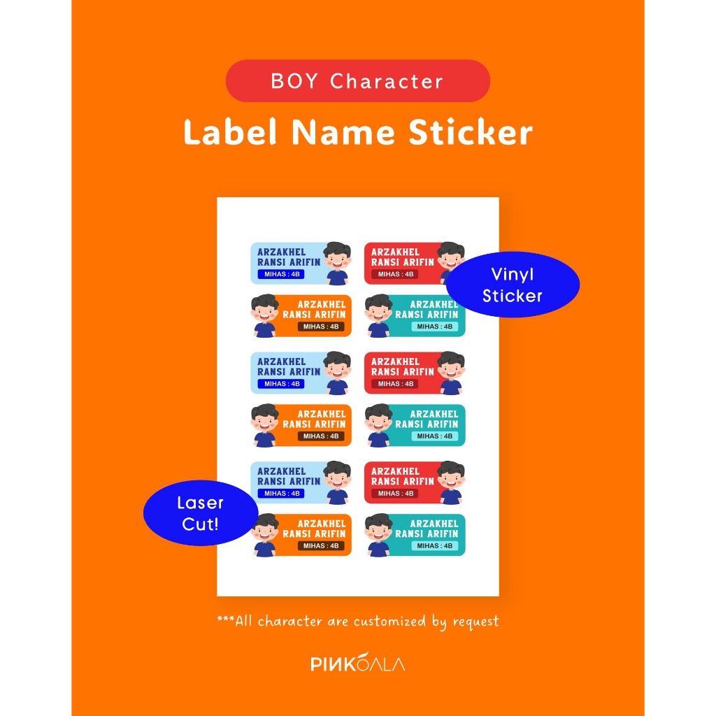 Jual Label Nama Sticker Vinyl BOYS CHARACTER - Lasercut | Shopee Indonesia