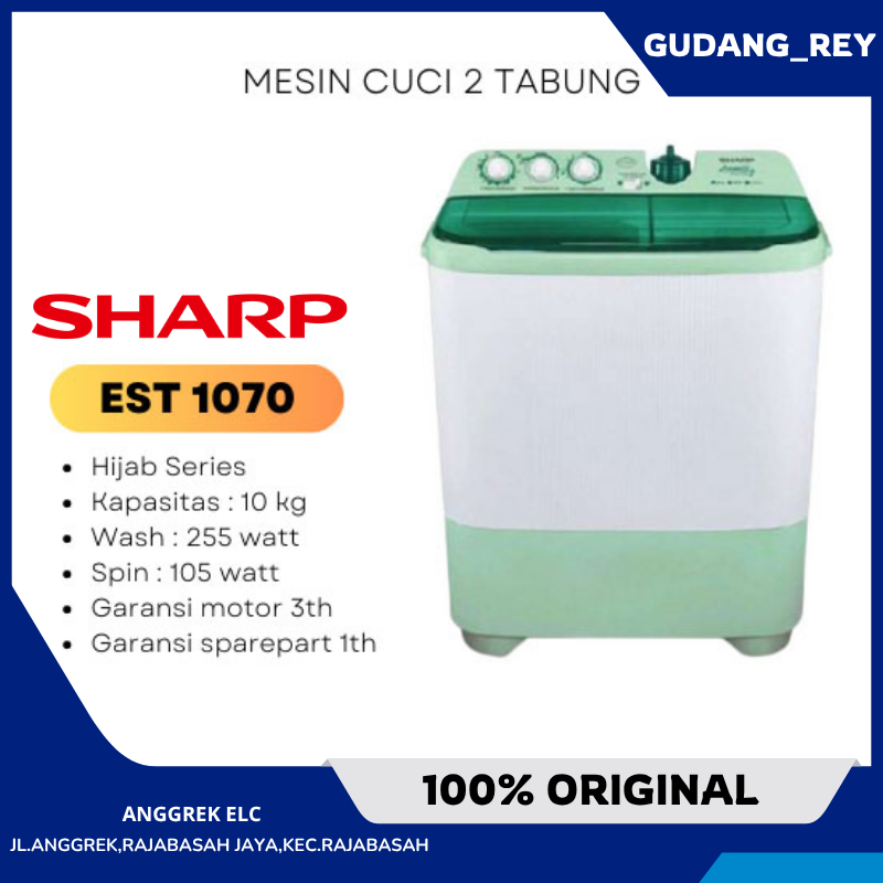 Jual MESIN CUCI 2 TABUNG SHARP 10 KG EST 1070 SJ Garansi resmi | Shopee ...