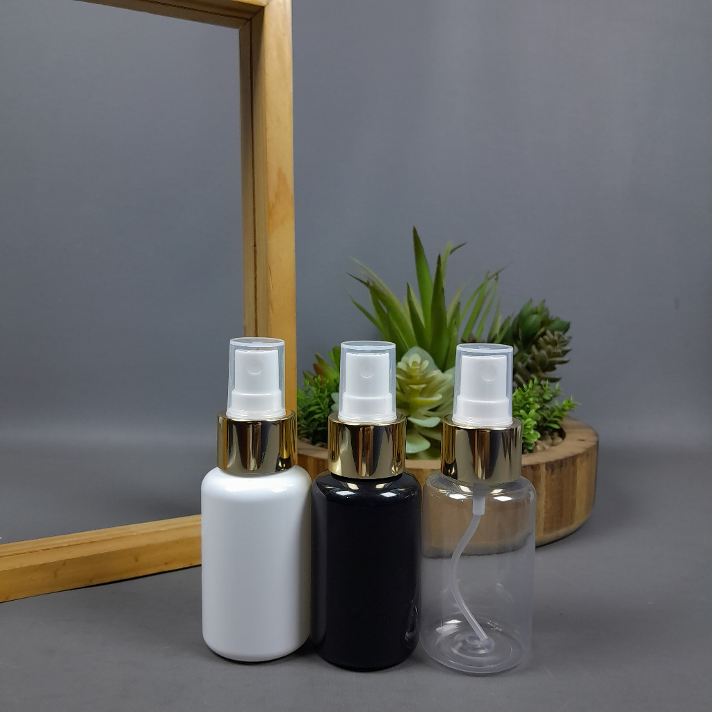 Jual Botol Spray 60 ML / Botol PET 60 ML - Tutup Spray Gold / Botol ...