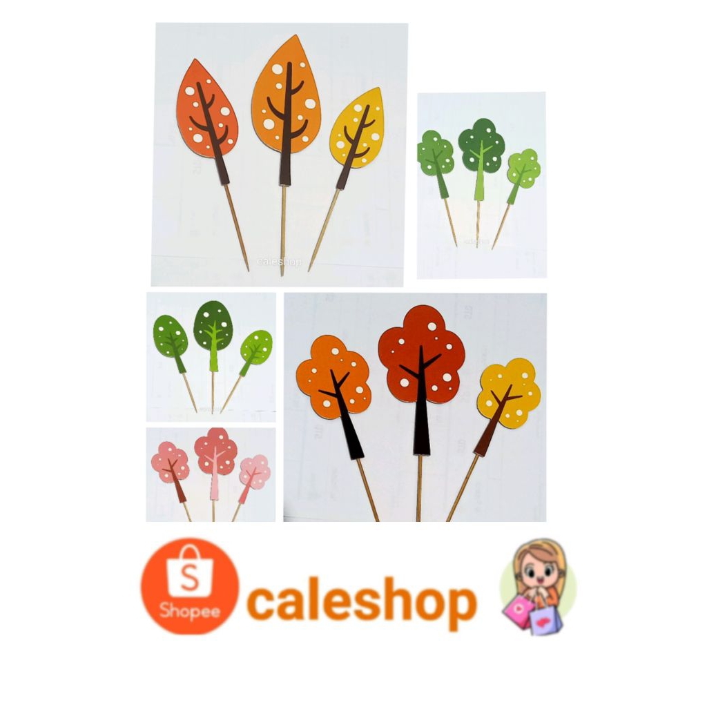 Jual Topper Kue Ulang Tahun Daun Pohon Warna Dino Jungle Hutan | Shopee ...