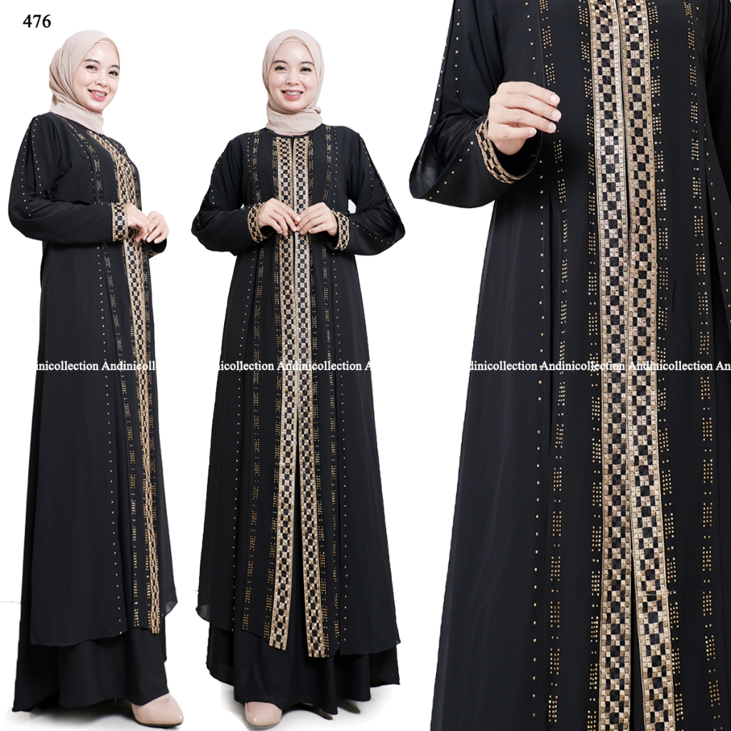 ANDINICOLLECTION Abaya Hitam 476 - Gamis Wanita Abaya Hitam / Gamis Hitam Umroh / Abaya Hitam Turkey / Gamis Hitam Bordir / Gamis Hitam Payet / Gamis Abaya / Baju Gamis Wanita / Gamis Jumbo / Baju Abaya / Abaya Anak / Gamis Anak