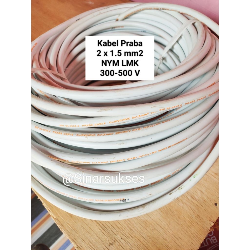 Jual Kabel Listrik Praba 2x1.5 mm2 NYM LMK Tembaga PREMIUM 300-500 V ...