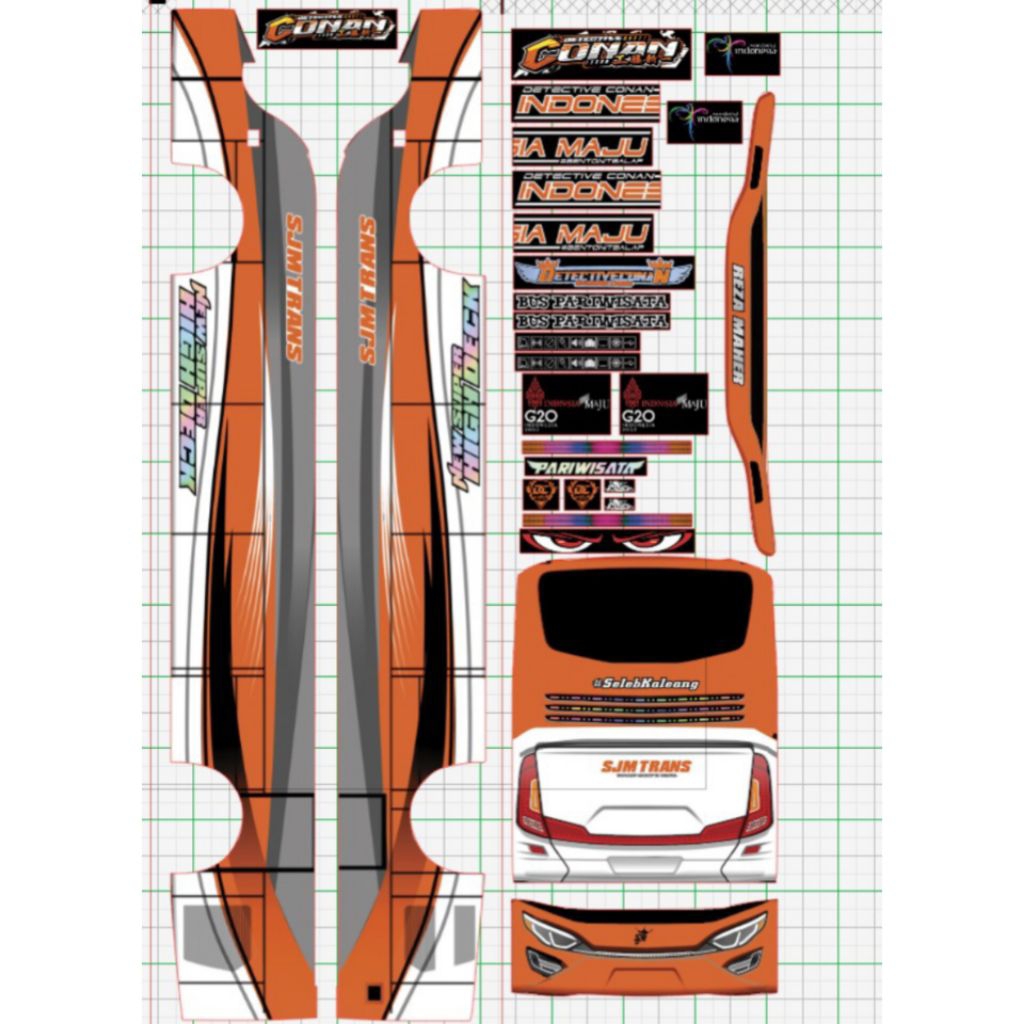 Jual Detektiv Conan Po SJM Trans| sticker miniatur Bus | stiker livery ...