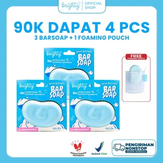 [PAKET CERAH 1 BULAN] 3 Pcs Brighty Glow & Bright Bar Soap Sabun Mandi Pemutih badan dan sabun pencerah sabun whieting whitening soap sabun pemutih sabun badan sabun muka sabun tangan pemutih sabun serbaguna sabun instan whitening