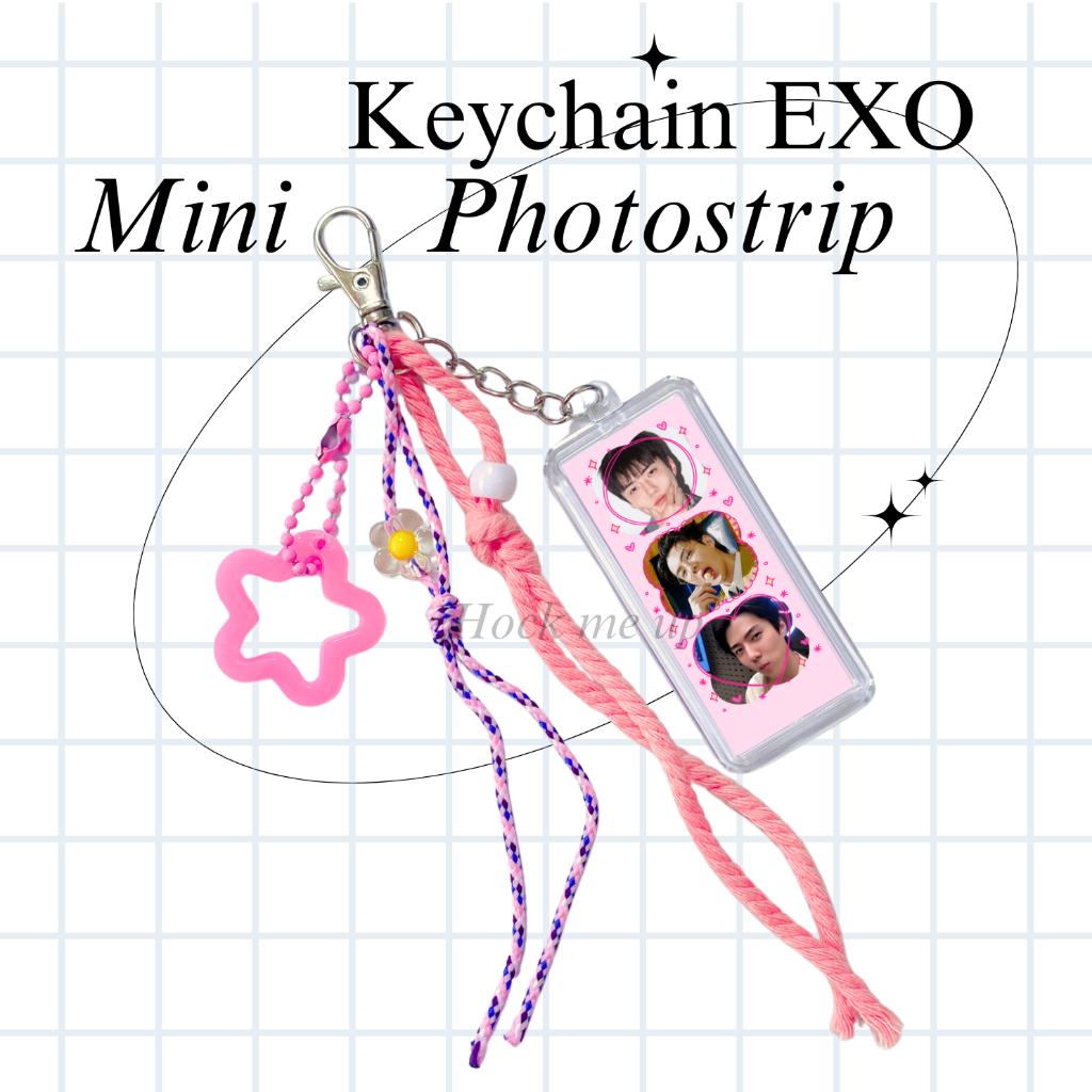 Jual keychain tali makrame cute exo mini photostrip / keychain exo ...