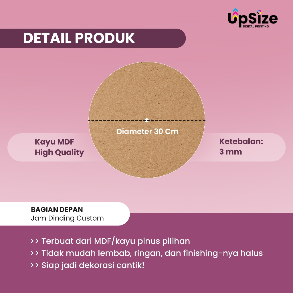 Jual Custom Jam Dinding MDF Ukuran 30 cm | Desain Estetik | Cocok untuk ...