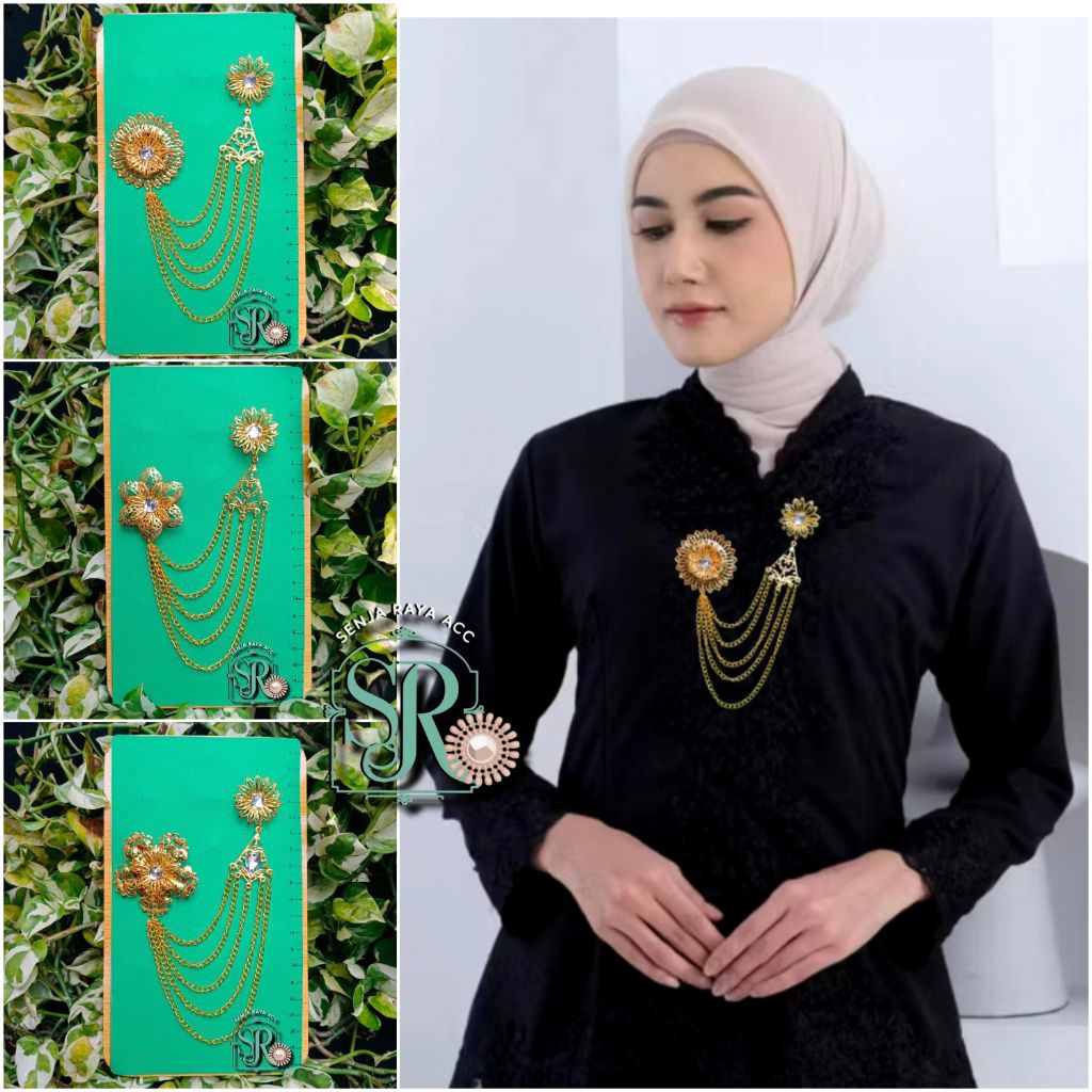 Jual Bros Kebaya Rantai Super Mewah | Desain Bunga gold | Aksesoris ...