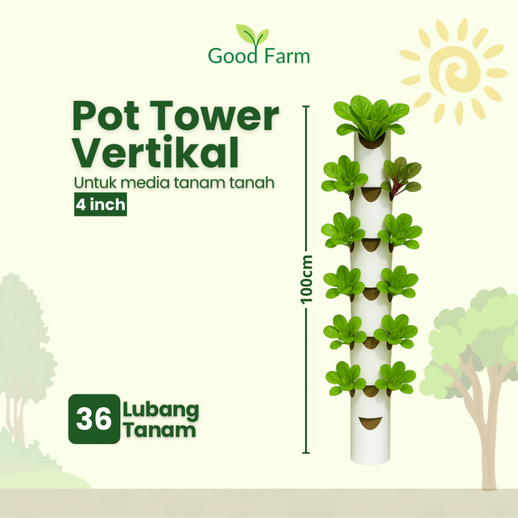 GoodFarm - Pot Tower Vertikal Untuk Media Tanam Tanah