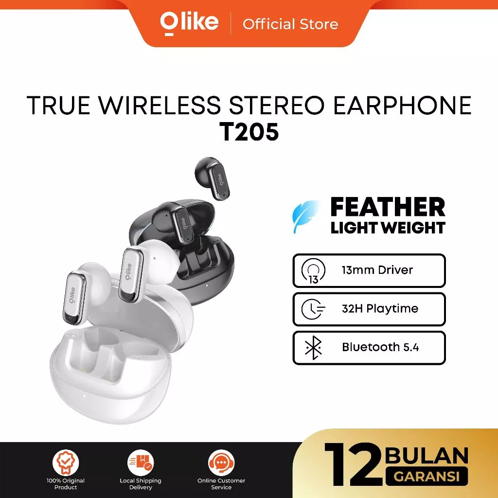 [NEW PRODUCT] OLIKE TWS T205 - Earphone Bluetooth 5.4 Playing Time Up To 32 Jam | Headset Stereo Bass Max , Waterproof IPX4