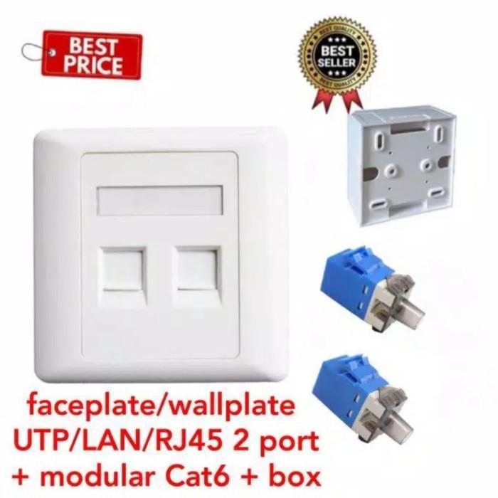 Jual Faceplate/wallplate UTP/RJ45/LAN 2 port/hole + modular cat 6 ...