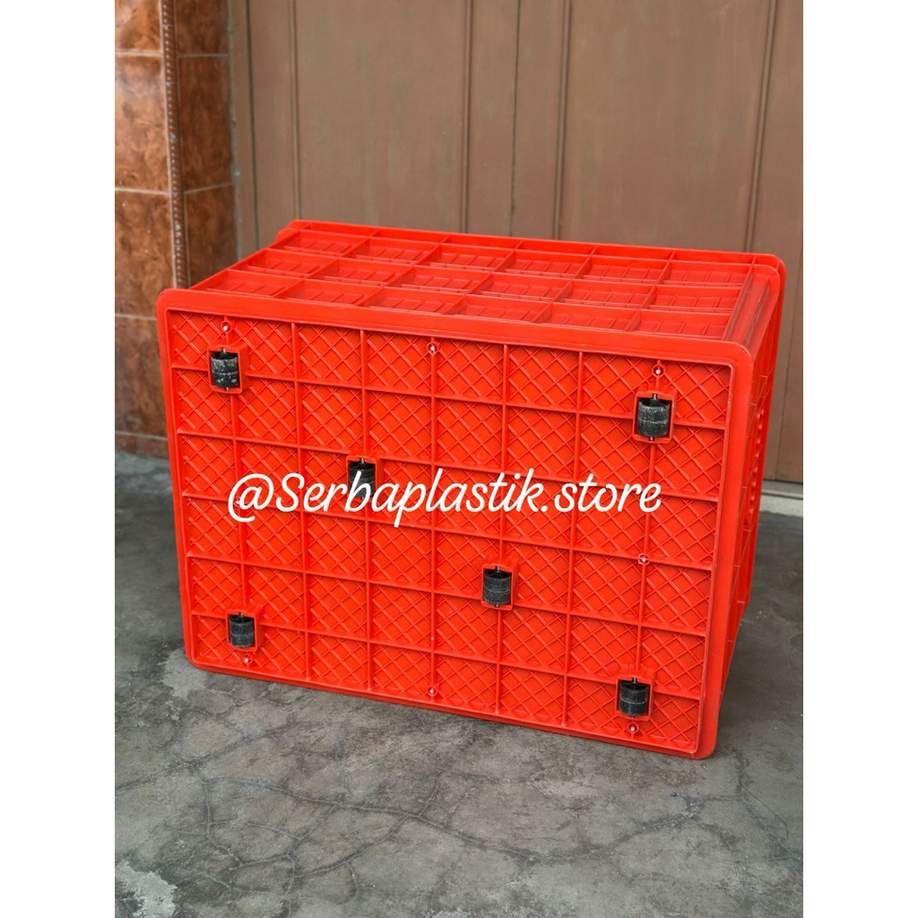 Jual kontainer keranjang JUMBO krat pabrik roda besar plastik warna ...