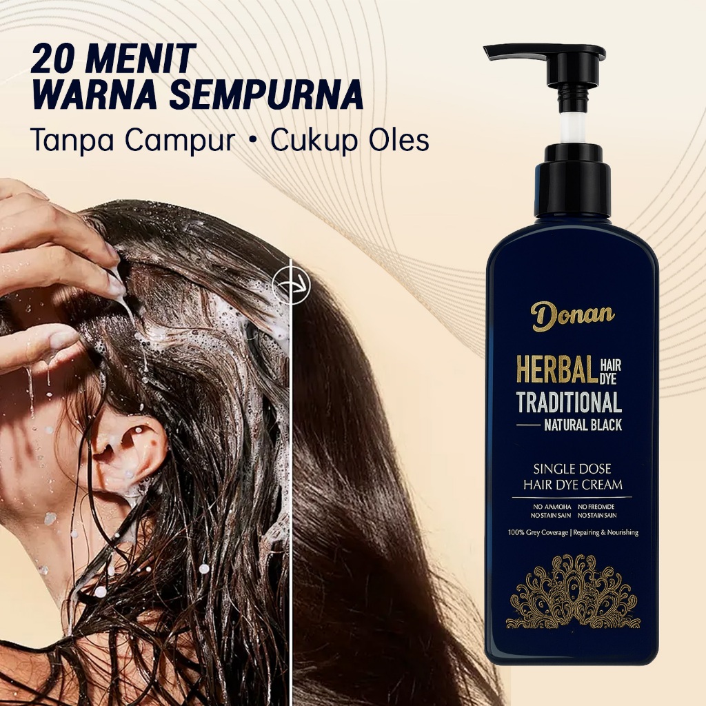 Jual Donan Pewarna Rambut Hitam Herbal Semir Rambut cat rambut shampoo ...