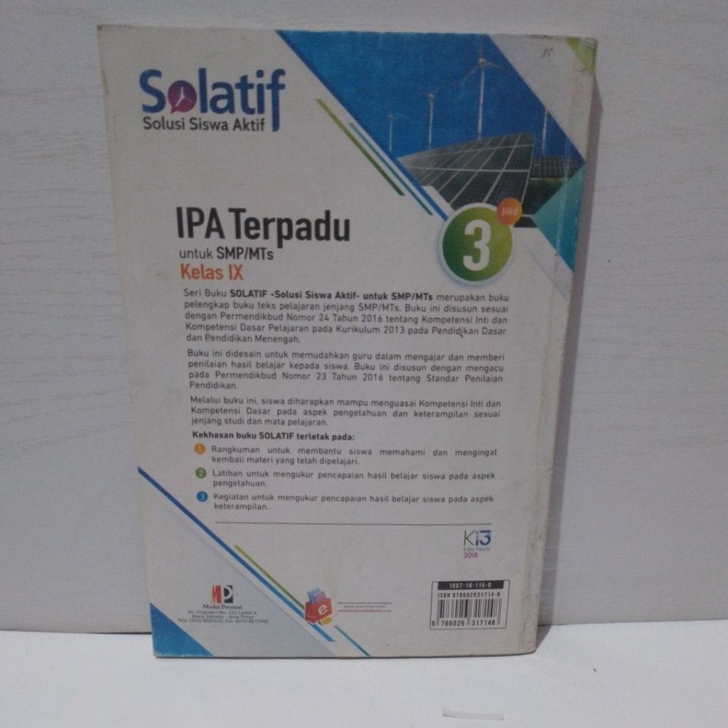 Jual BUKU SOLATIF SOLUSI SISWA AKTIF IPA TERPADU UNTUK SMP/MTS KELAS 9 ...