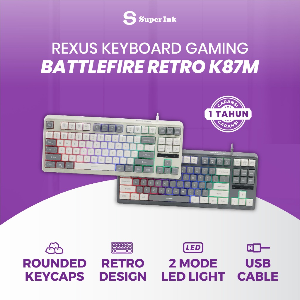 Jual Keyboard Gaming Rexus KY K87M Retro Classic RGB LED TKL – Keyboard ...