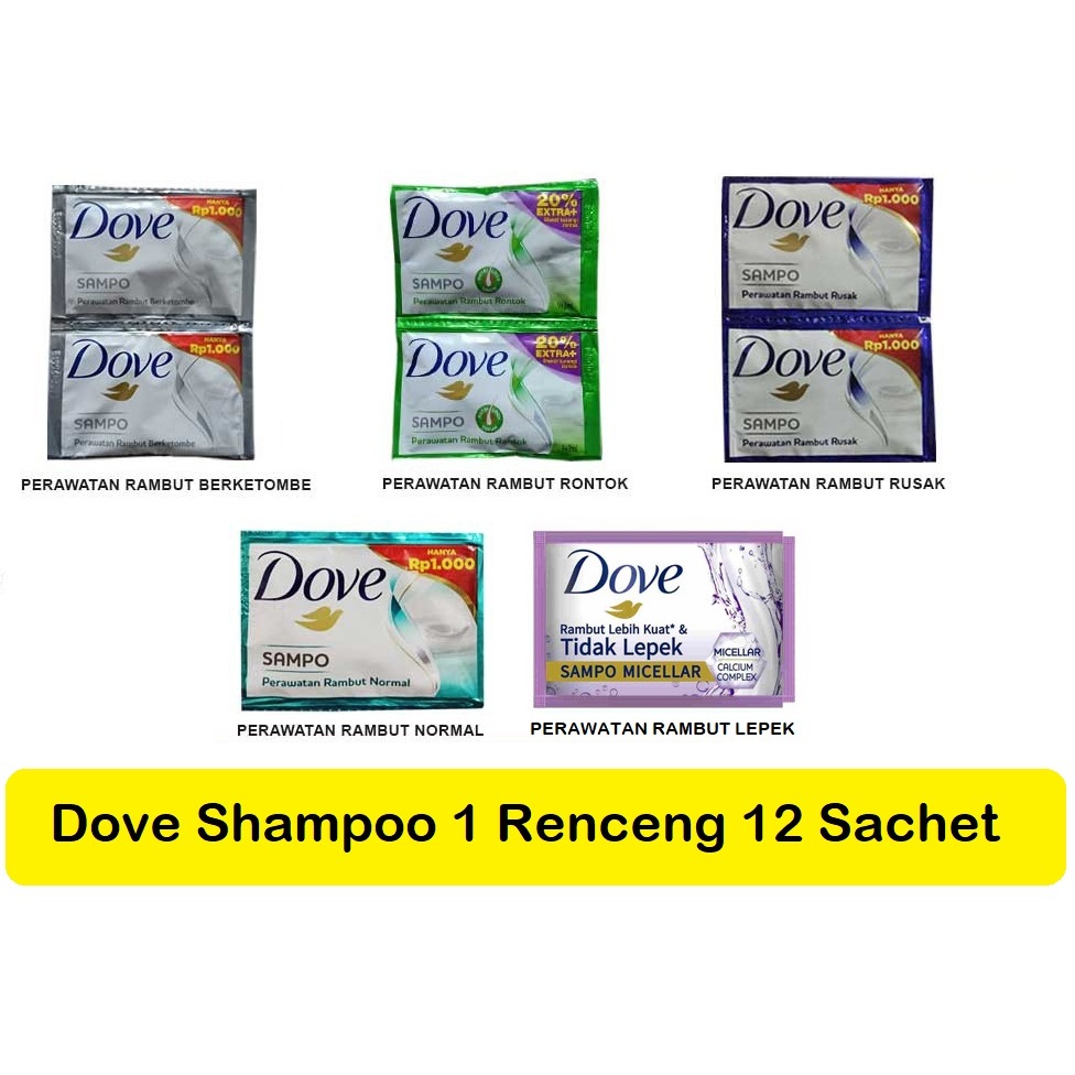 Jual SHAMPOO DOVE ALL VARIANT 1 RENCENG ISI 12 SACHET | Shopee Indonesia