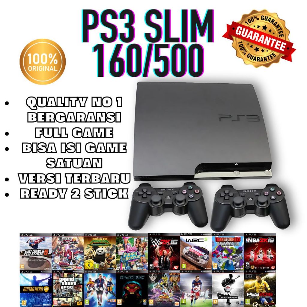 Jual PS3 PS 3 PLAYSTATION 3 SLIM SONY 500GB FULL GAME BONUS Bebas ...