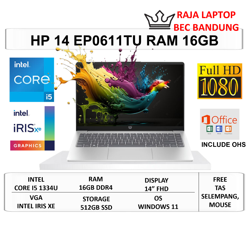 Laptop HP 14 Intel Core i5 Gen 13 Ram 32GB SSD 512GB 14