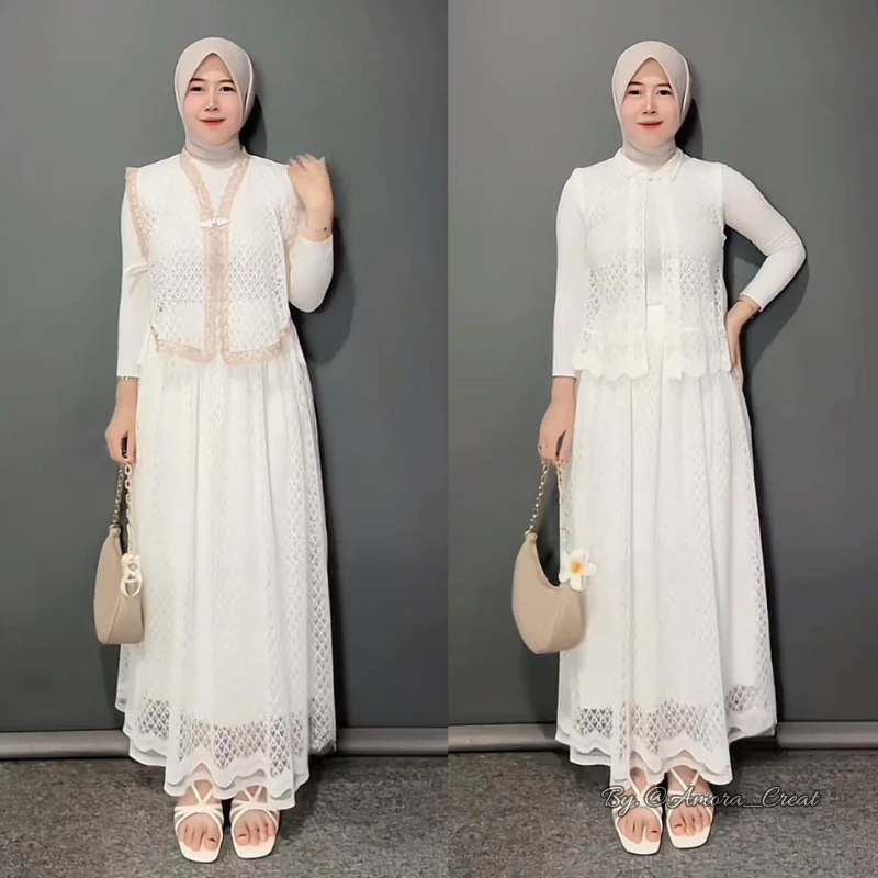 Naomi Vest Set Brokat Diskon 50% Kondangan Wisuda