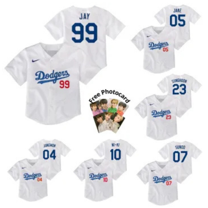 Jual Baju Jersey Kancing Baseball Dodger Kaos Oblong Kpop Korea enhypen ...