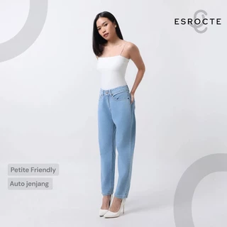 ESROCTE Aurea Pants | Celana Boyfirend Mom Jeans Wanita High-Waist –Biru Folder– 26–38