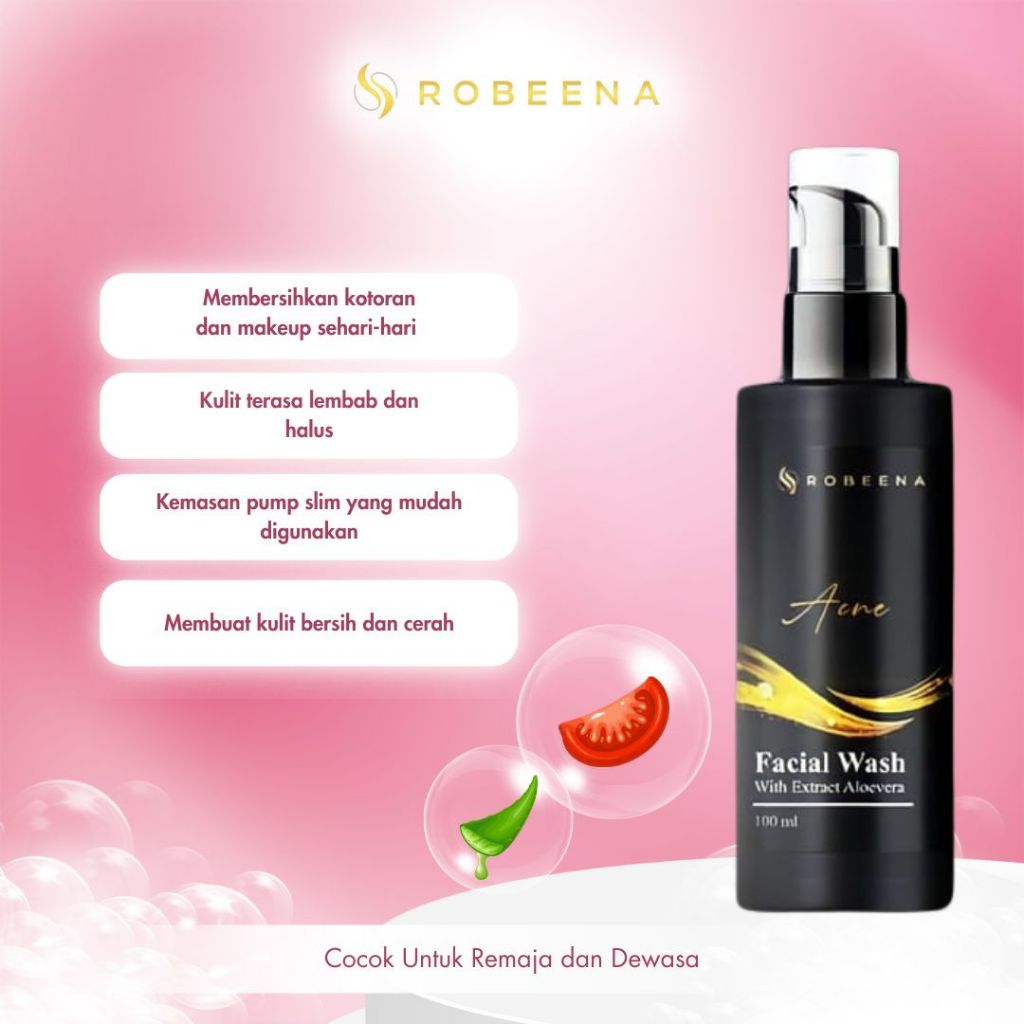 Jual Robeena Facial Wash Aloe Barbadensis Extract 100ml Face Wash Untuk ...