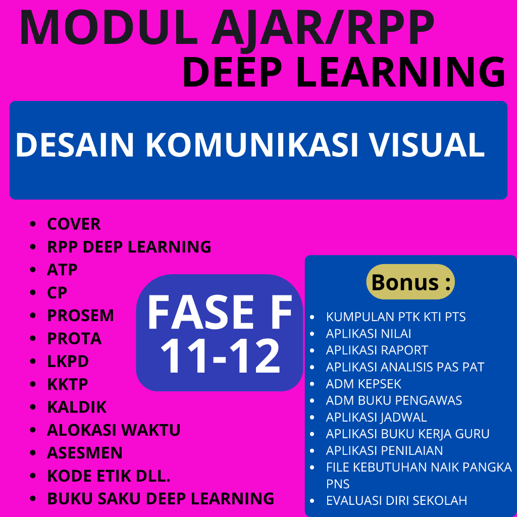 Jual RPP Deep Learning SMK DESAIN KOMUNIKASI VISUAL FASE F (11-12 ...