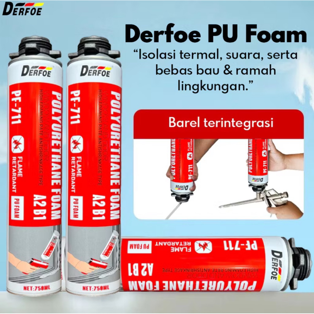 Jual Derfoe PU Foam 750ml Spray Busa Polyurethane Peredam Suara Panas ...