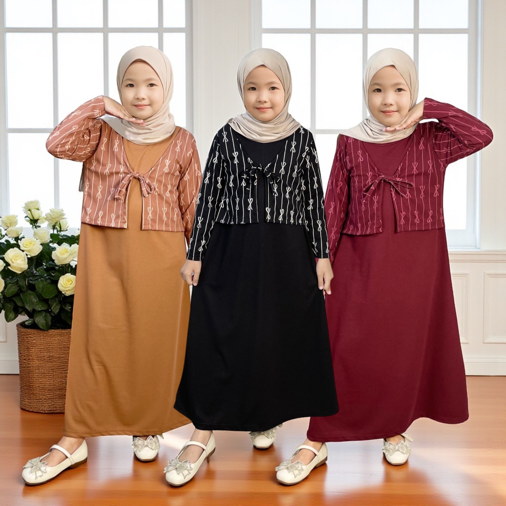 Jual Gamis Anak Perempuan Haliza Bahan Knit Model Rompi Tali ...