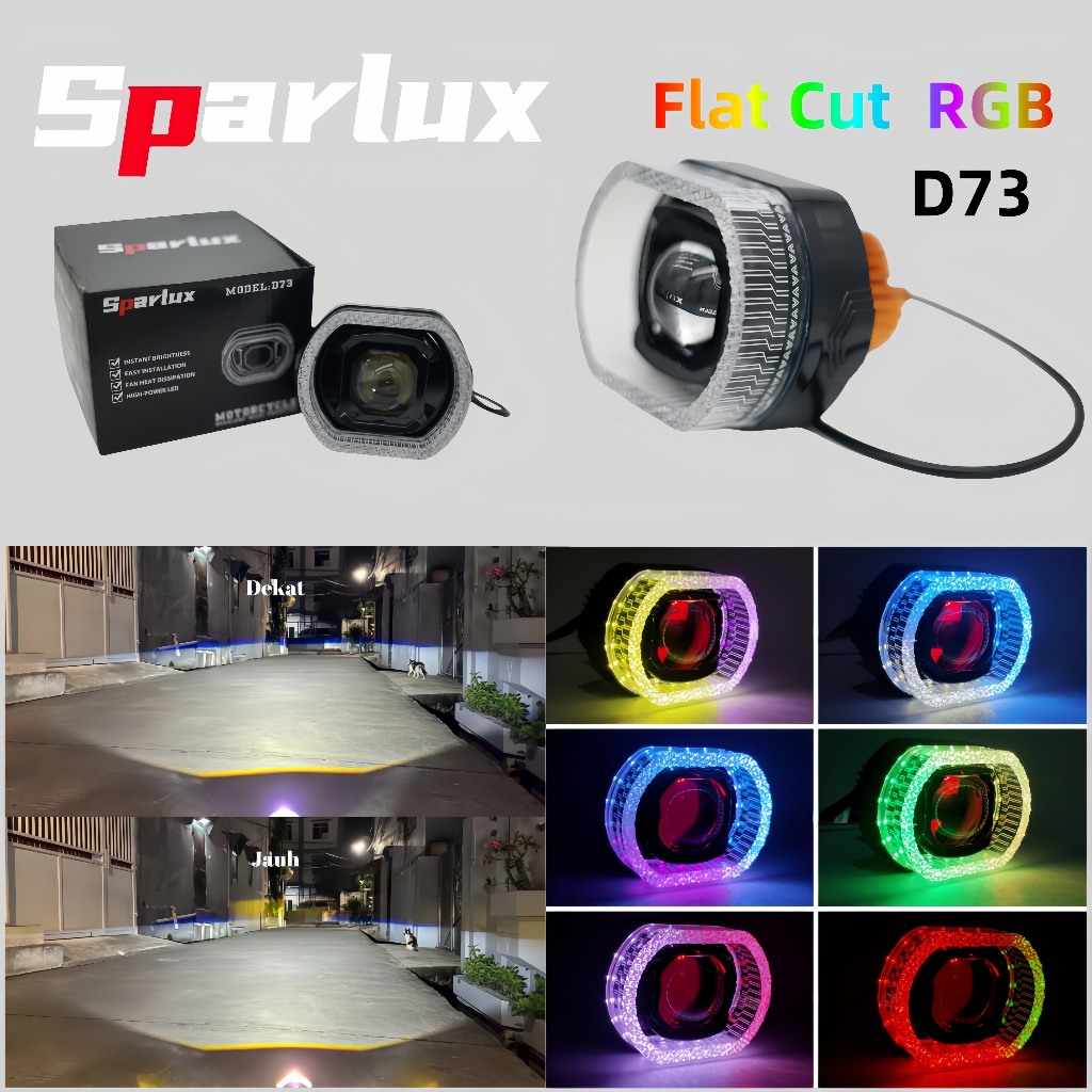 Jual [COD]SPARLUX D73 Flat Cut RGB Lampu Projector Matrix Led Lampu ...
