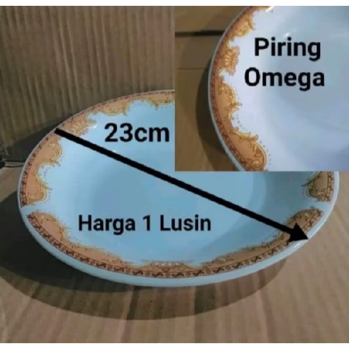  Jual Piring Mahkota OMEGA/Piring Makan Bahan Kramik Diameter 23 Cm isi 