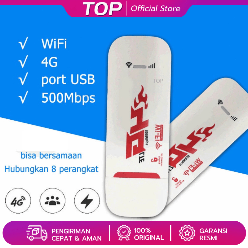 READY YA[Hadiah gratis] Modem WIFI USB 4g All Operator LTE Modem USB 500Mbps Modem Mifi COD Support 10 Devices